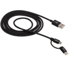 (P) CABO USB - MICRO USB + USB-C 1,5m NYLON PRETO EUABC 15NP