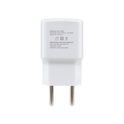 (L)CONVERSOR INTELBRAS AC/DC FONTE EC1 USB FAST BRANCO