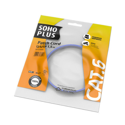 SOHOPLUS PATCH CORD CAT6 1,5 MTS AZUL