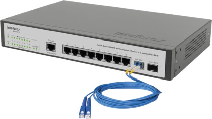 (L) SWITCH GERENCIAVEL 8 PORTAS GIGA + 2 PORTAS MINI-GBIC - SG 1002 MR L2+  INTELBRAS