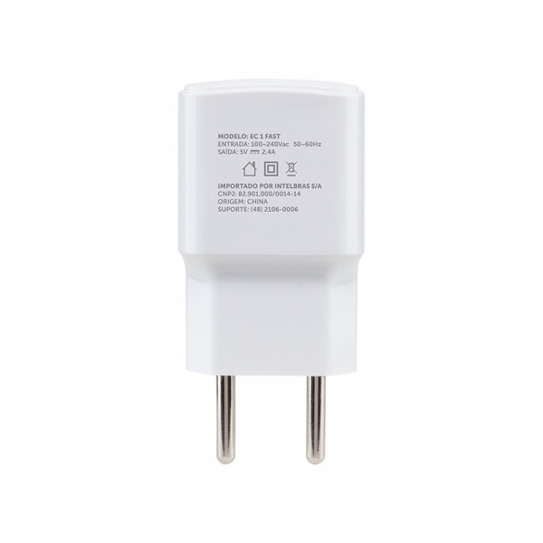 (L)CONVERSOR INTELBRAS AC/DC FONTE EC1 USB FAST BRANCO