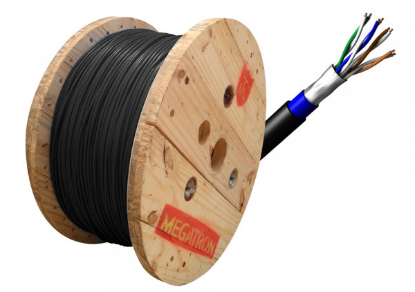 MEGATRON CABO LAN 4P CAT5E DUPLA CAPA BLINDADO DVBL 305M PRETO