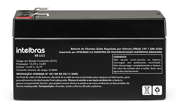 (P)BATERIA CHUMBO INTELBRAS VRLA 12V 1,2AH - XB 1212