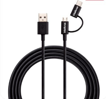 (P) CABO USB - MICRO USB + USB-C 1,2m NYLON PRETO EUABC 12NP