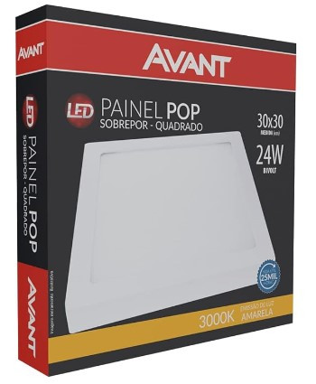 AVANT LED-PAINEL-POP-SOBR-QUA-30-BR6500K-24W-BIV-1680-PS-BR
