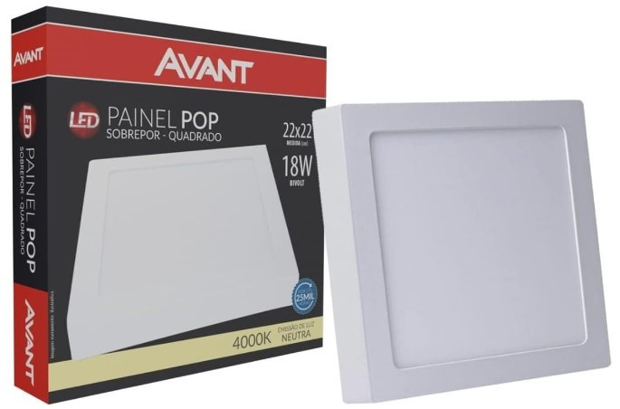 AVANT LED-PAINEL-POP-SOBR-QUA-22-BR6500K-18W-BIV-1080-PS-BR